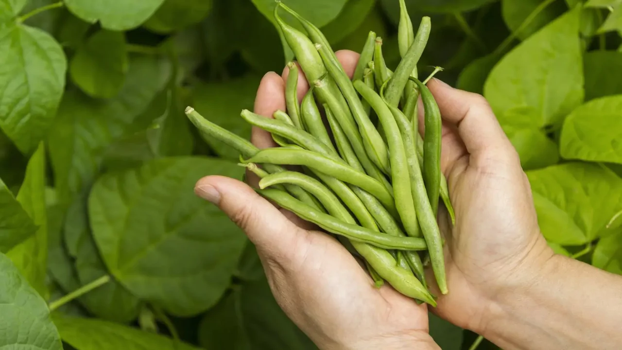 Harvesting Potted Green Beans